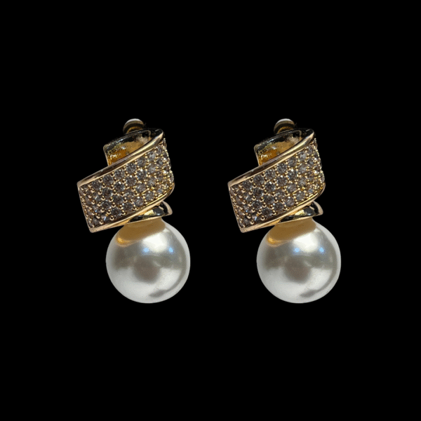 Golden Wrap Pearl Stud Earrings