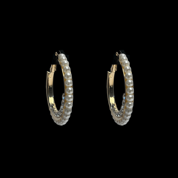 Elegant Pearl-Studded Gold Hoop Earrings