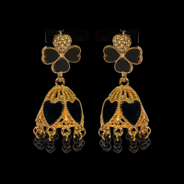 This jhumki design is stunningly elegant with a bold twist, ideal for festive or formal occasions.
