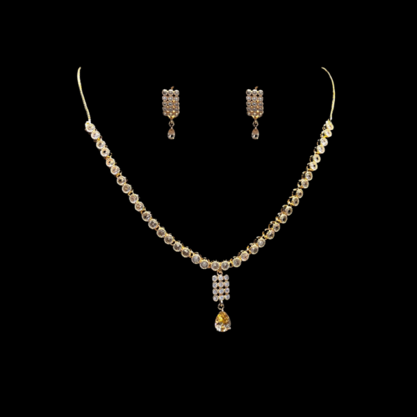 Elegant Gold-Plated Crystal Pendant Set with Matching Earrings